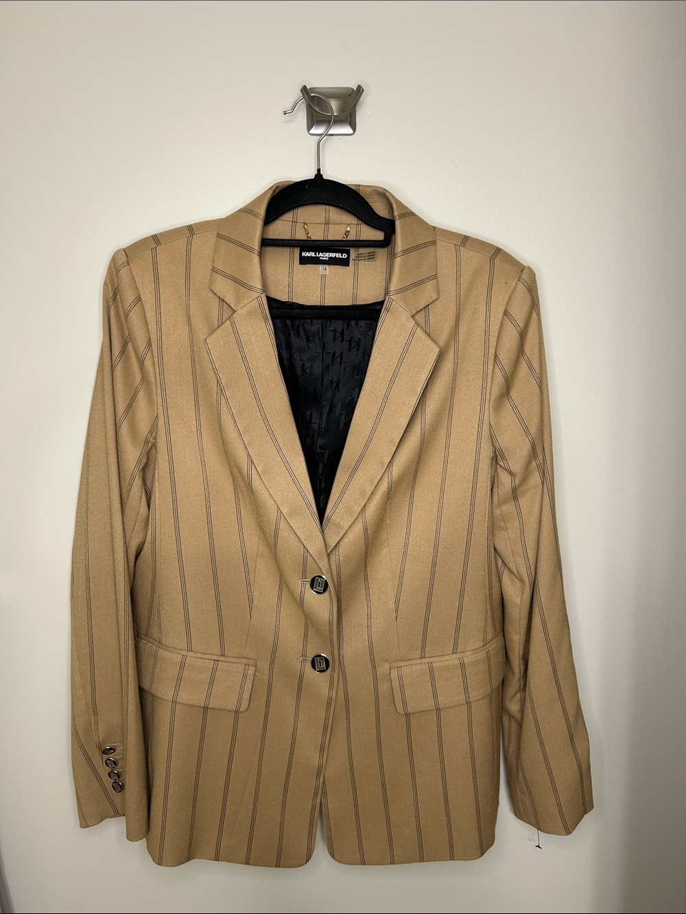 Karl Lagerfeld Paris Blazer Jacket Tan & Black | Karl Lagerfeld Paris